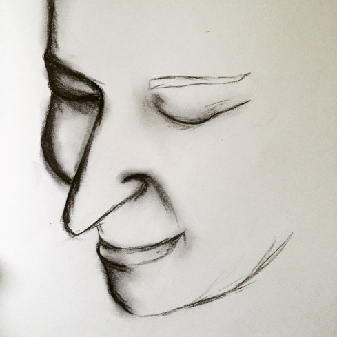 self-portrait, charcoal, drawing